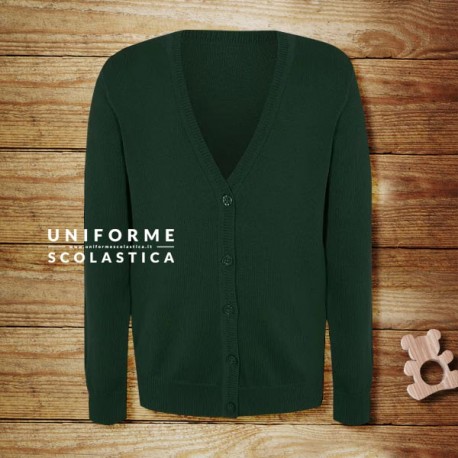 Cardigan verde - Cardigan verde. Il cardigan in cotone di uniforme scolastica è stato pensato per l'utilizzo quotidiano nell'ambiente della scuola.