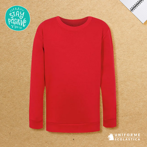 Pullover rosso - Vuoi un pullover rosso per distinguerti dalle altre scuole ed avere una divisa visibile ed originale? Eccolo qui. Una felpa perfetta per la scuola, un pullover con girocollo, in uno splendido rosso.